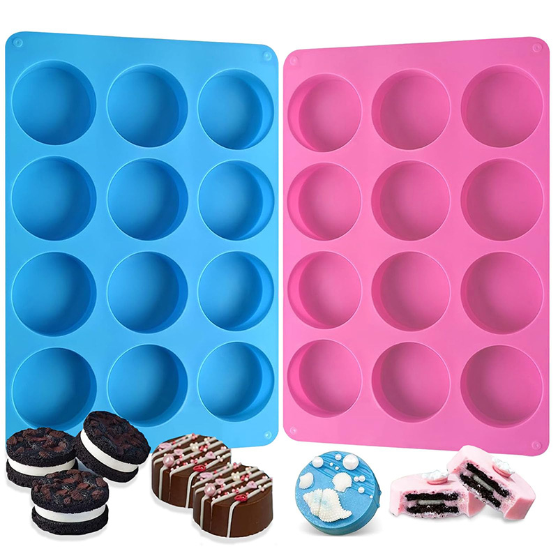 Soap Making Organic - Round Silicone Molds 12-Cavity Cylinder Chocolate