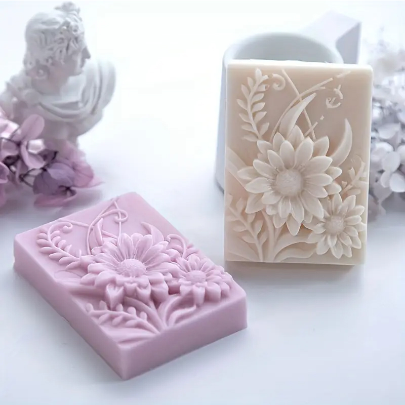 Soap Making Chemical - 3D Flower Square Soap Silicone Mold