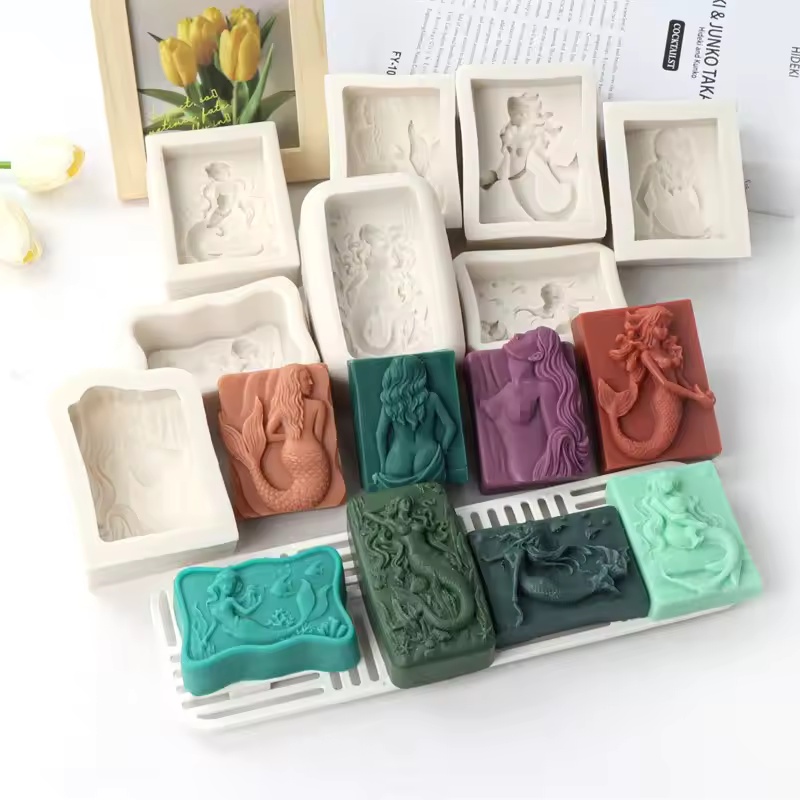Soap Making Business - Rectangle Ocean-Style 3D Mermaid Candle Mold