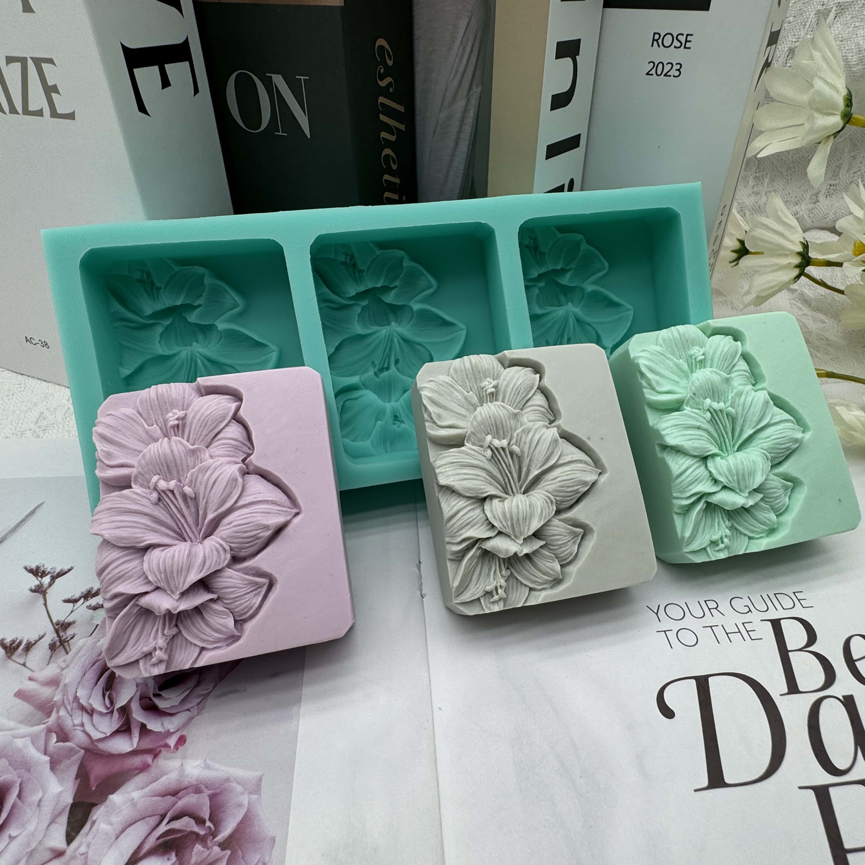 3 Cavities Flower Soap Molds,  - Soap Making Books ulasan dan harga